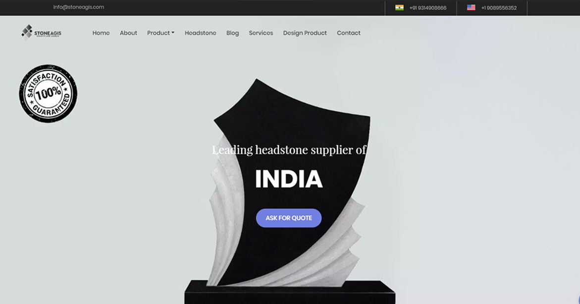 E-commerce headstone website slider